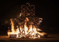 Hand Of Inspiration (during The Burn), CORE project at Burning Man 2013, photo by Sharon Avraham