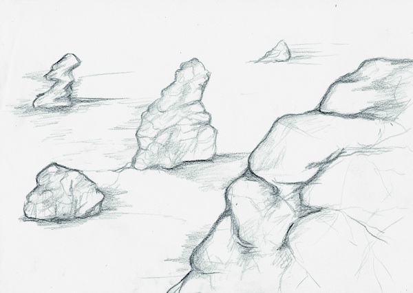Adi Nachshon, Liquid Rocks, graphite on paper, 29.7X42cm, 2015